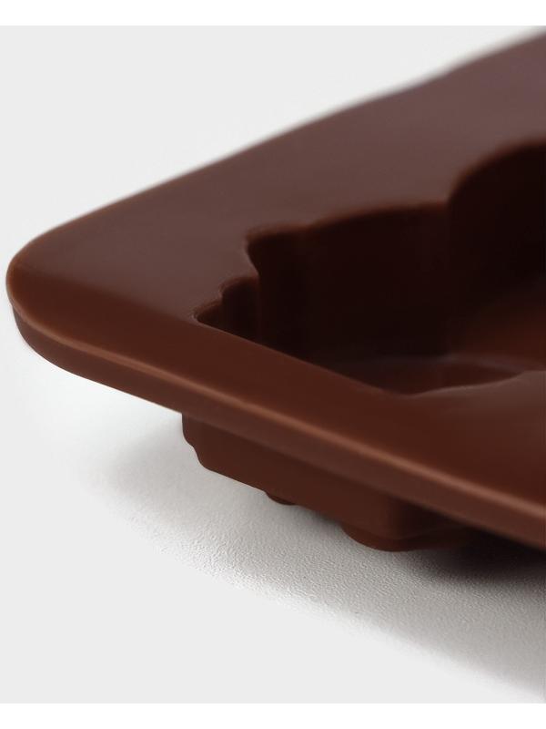 Форма силиконовая для кондитерских украшений Доляна «Пасха», 18,8×10×1,5 см, 8 ячеек, цвет коричневый