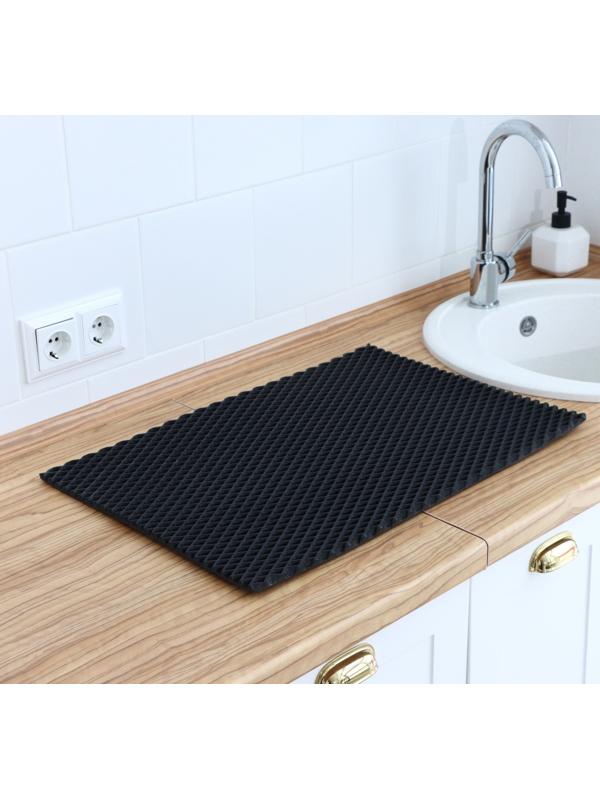 Коврик для сушки посуды EVA, 60×80 см, ячейки ромб, цвет чёрный