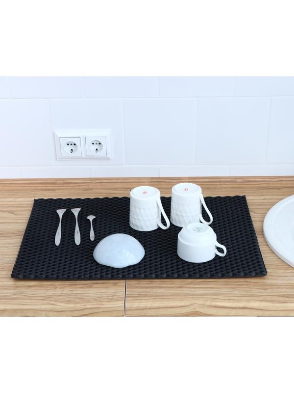 Коврик для сушки посуды EVA, 60×80 см, ячейки ромб, цвет чёрный