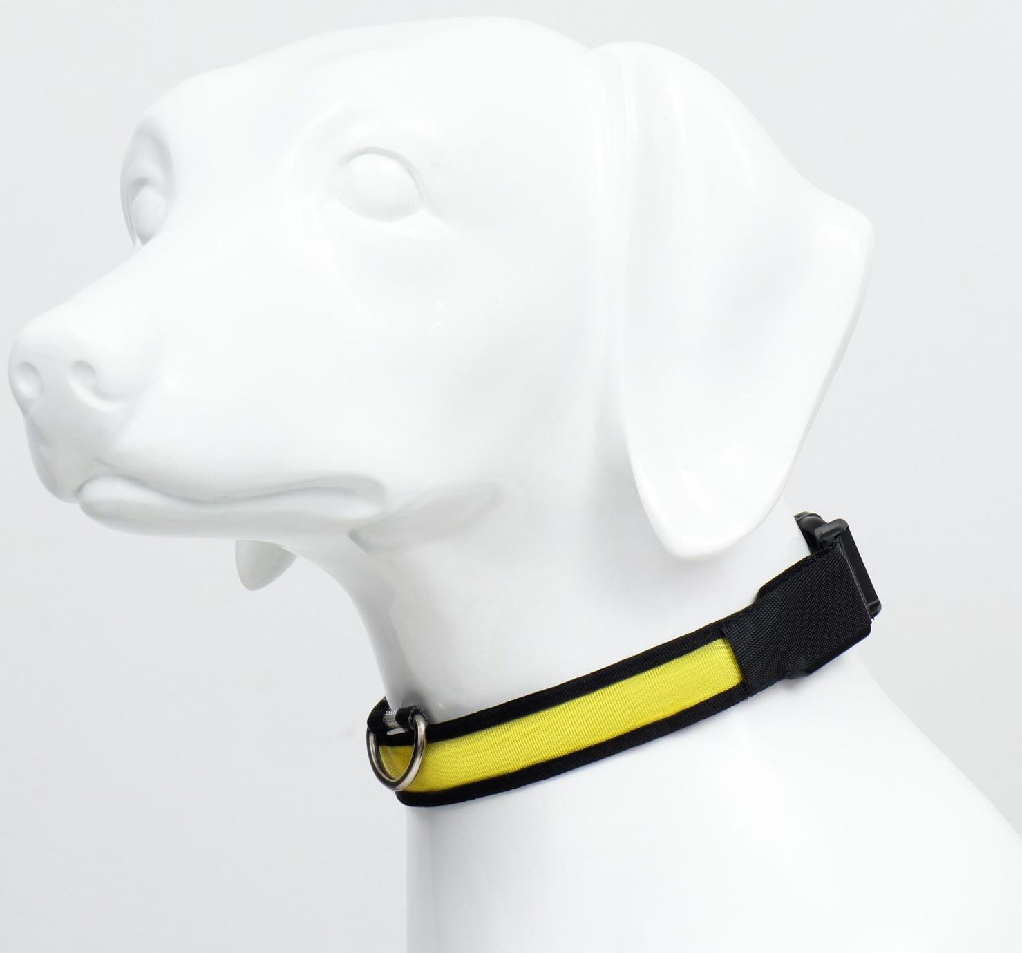 Ошейник с подсветкой Flash 3 режима свечения, размер XL, ОШ 52-60 х 2,5 см жёлтый