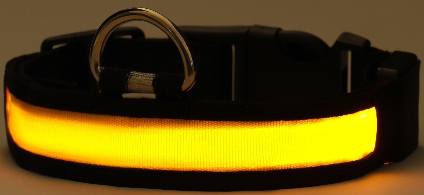 Ошейник с подсветкой Flash 3 режима свечения, размер XL, ОШ 52-60 х 2,5 см жёлтый