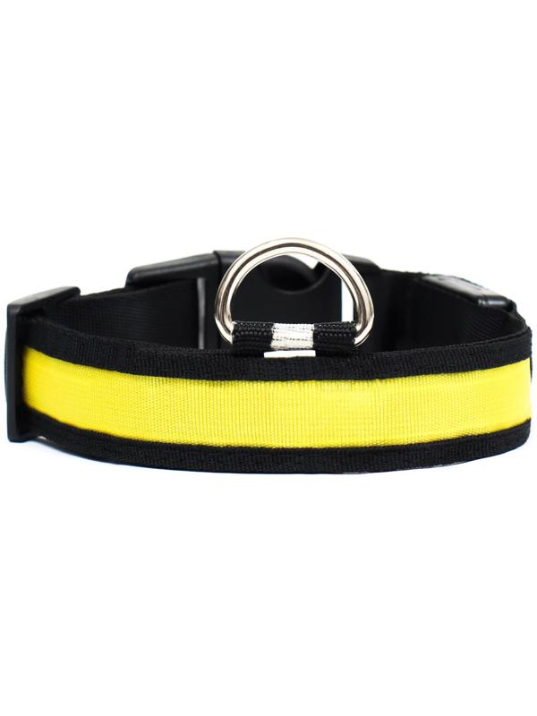 Ошейник с подсветкой Flash 3 режима свечения, размер XL, ОШ 52-60 х 2,5 см жёлтый