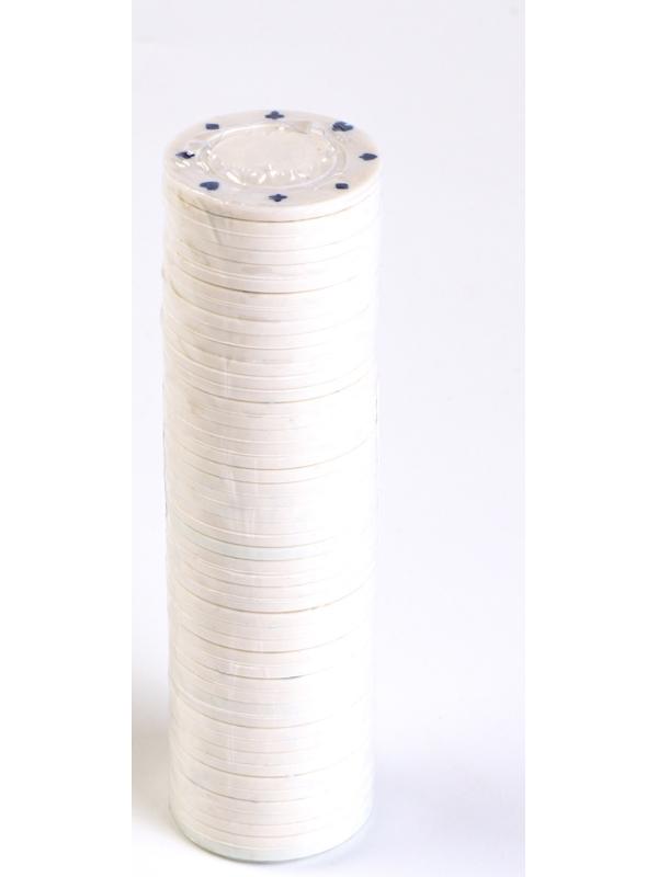 Набор фишек 50 шт, без номинала, белые