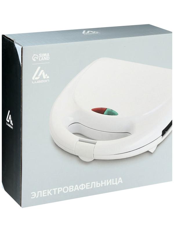 Электровафельница Luazon WV-02, 750 Вт, венские вафли, антипригарное покрытие, белая