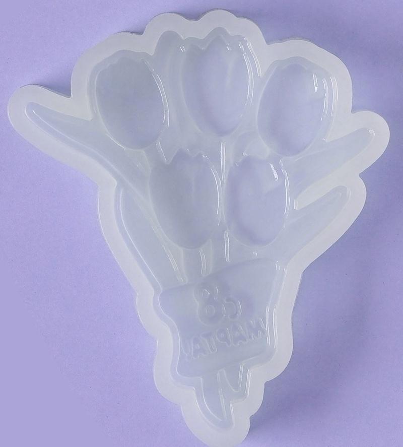 Силиконовый молд для леденцов и шоколада «Букет тюльпанов с 8 марта», 11,5×9,5 см, цвет прозрачный