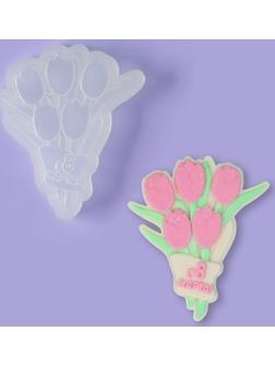 Силиконовый молд для леденцов и шоколада «Букет тюльпанов с 8 марта», 11,5×9,5 см, цвет прозрачный