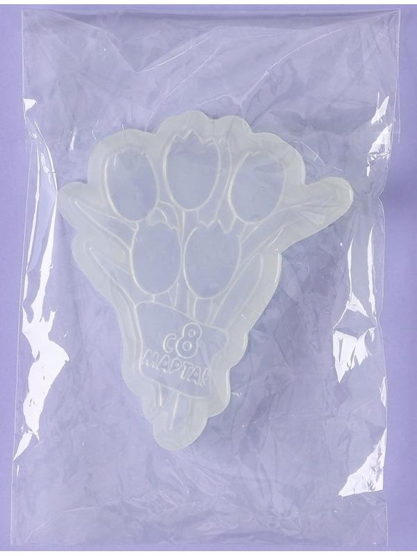 Силиконовый молд для леденцов и шоколада «Букет тюльпанов с 8 марта», 11,5×9,5 см, цвет прозрачный