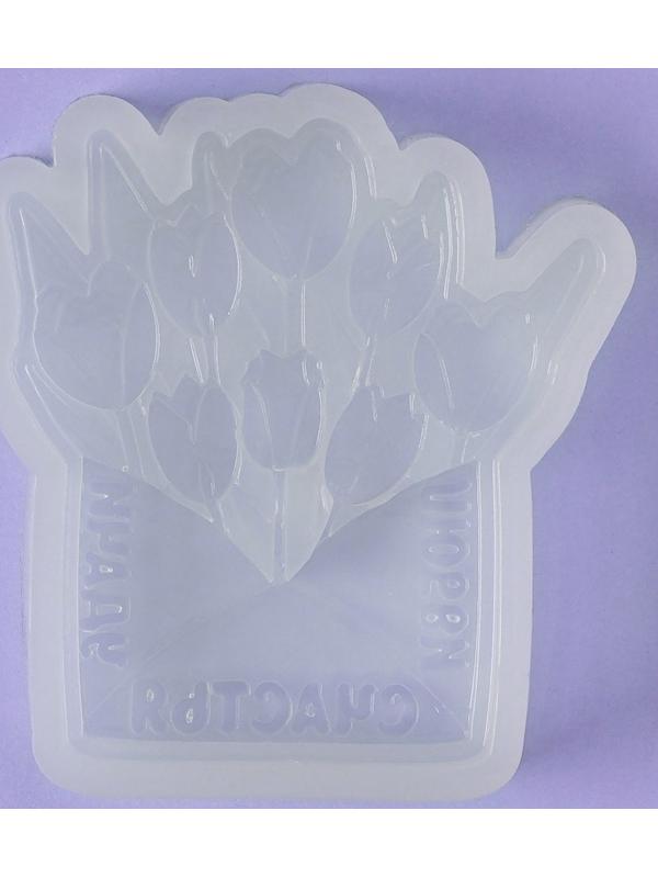 Силиконовый молд для леденцов и шоколада «Конверт с тюльпанами», 9×7,5 см, цвет прозрачный