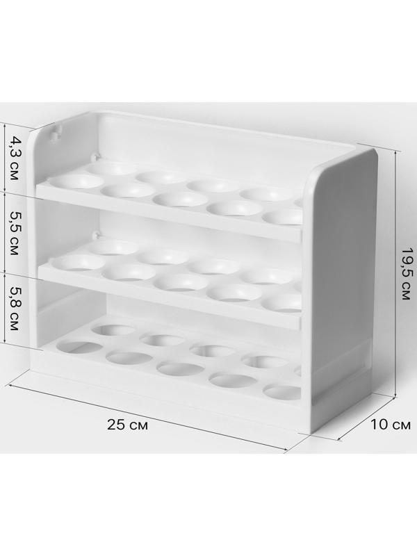Контейнер для яиц, 30 ячеек, 25×10×19,5 см, цвет белый