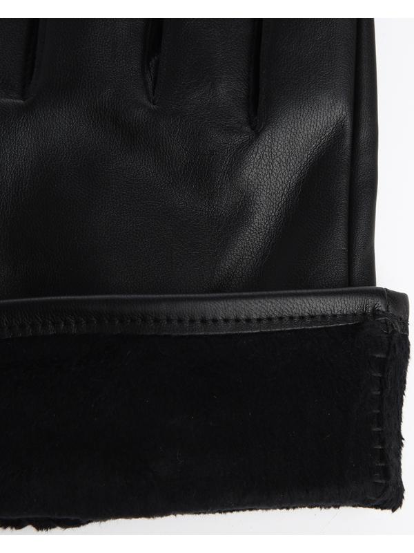 Перчатки муж 23*0,3*9 см, иск кожа, утеплит иск мех, безразмерные, черный