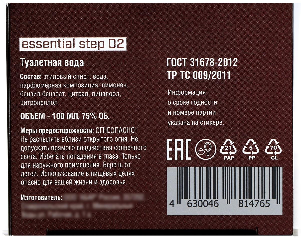Туалетная вода Essential step 02, 100 мл