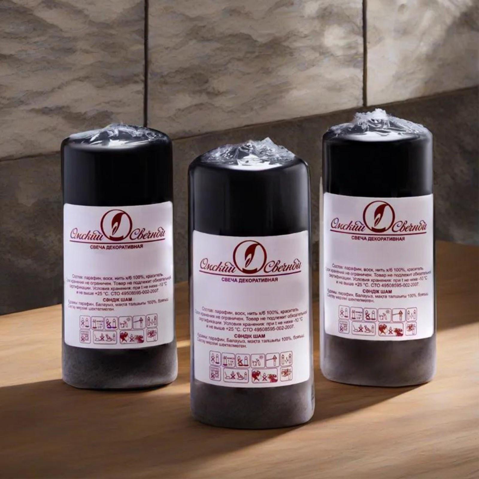 Набор свечей - цилиндров, 4х9 см, набор 3 шт, 11 ч, черная