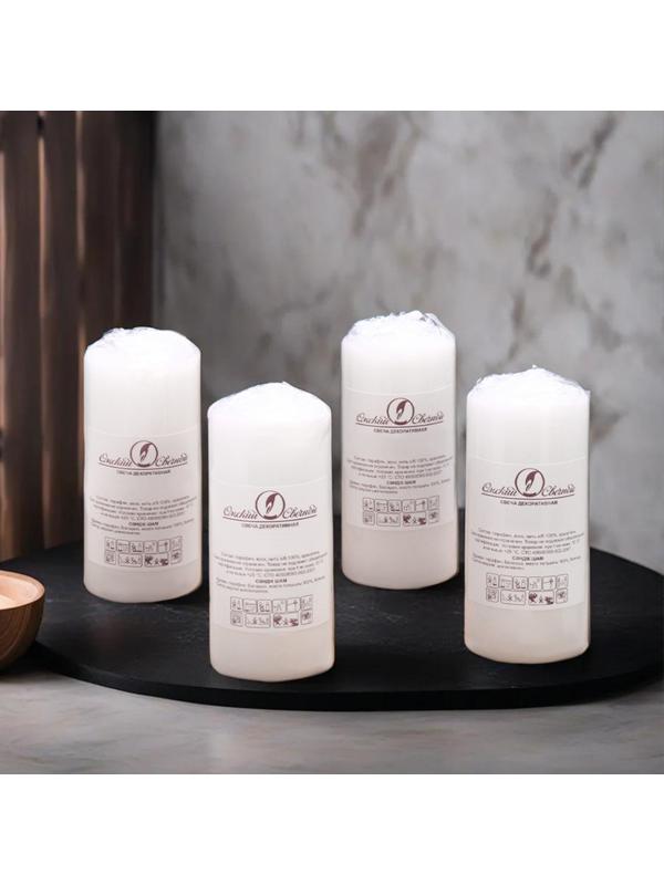 Набор свечей - цилиндров, 4х9 см, набор 4 шт, 11 ч,  белая