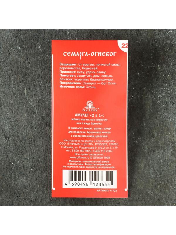 Амулет защитный №22 «Семаргл-Огнебог», 25х27мм, металлический