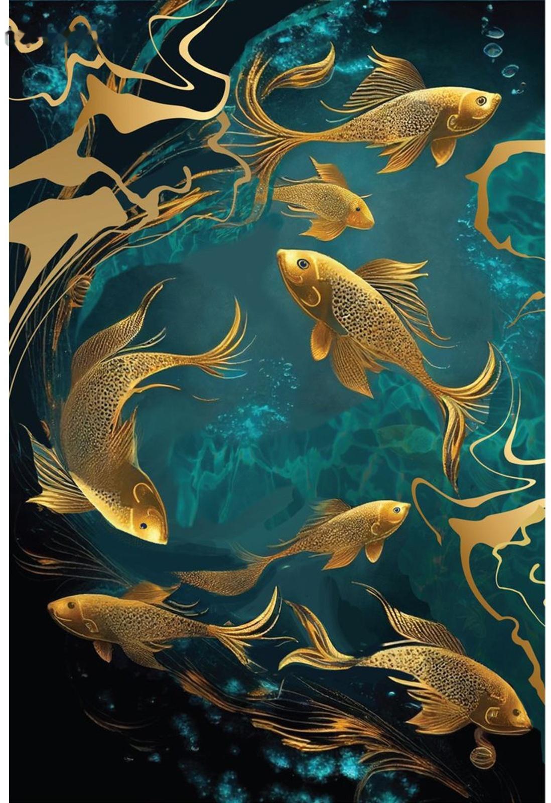 Картина по номерам с подрамником и поталью «Золотые рыбки», 20 х 30 см