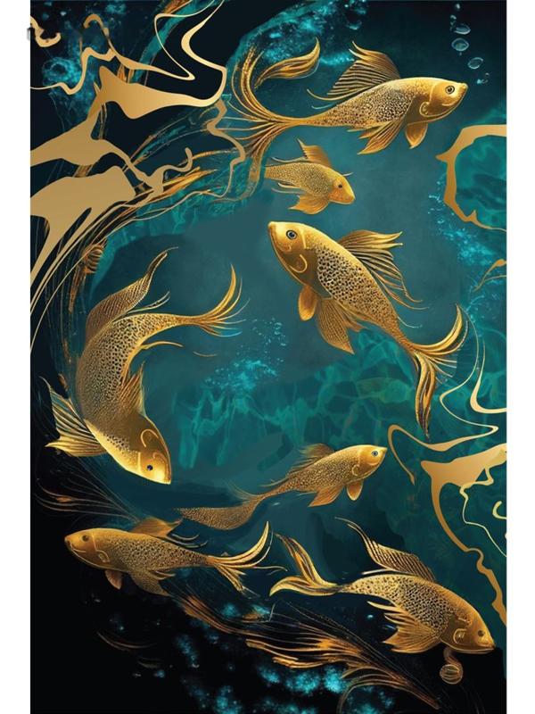 Картина по номерам с подрамником и поталью «Золотые рыбки», 20 х 30 см
