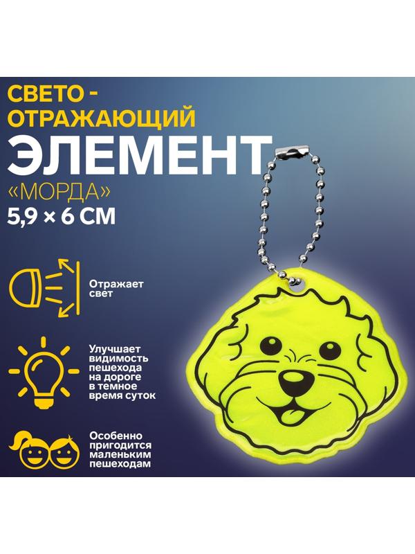 Светоотражающий элемент «Морда», двусторонний, 5,9 × 6 см, цвет МИКС