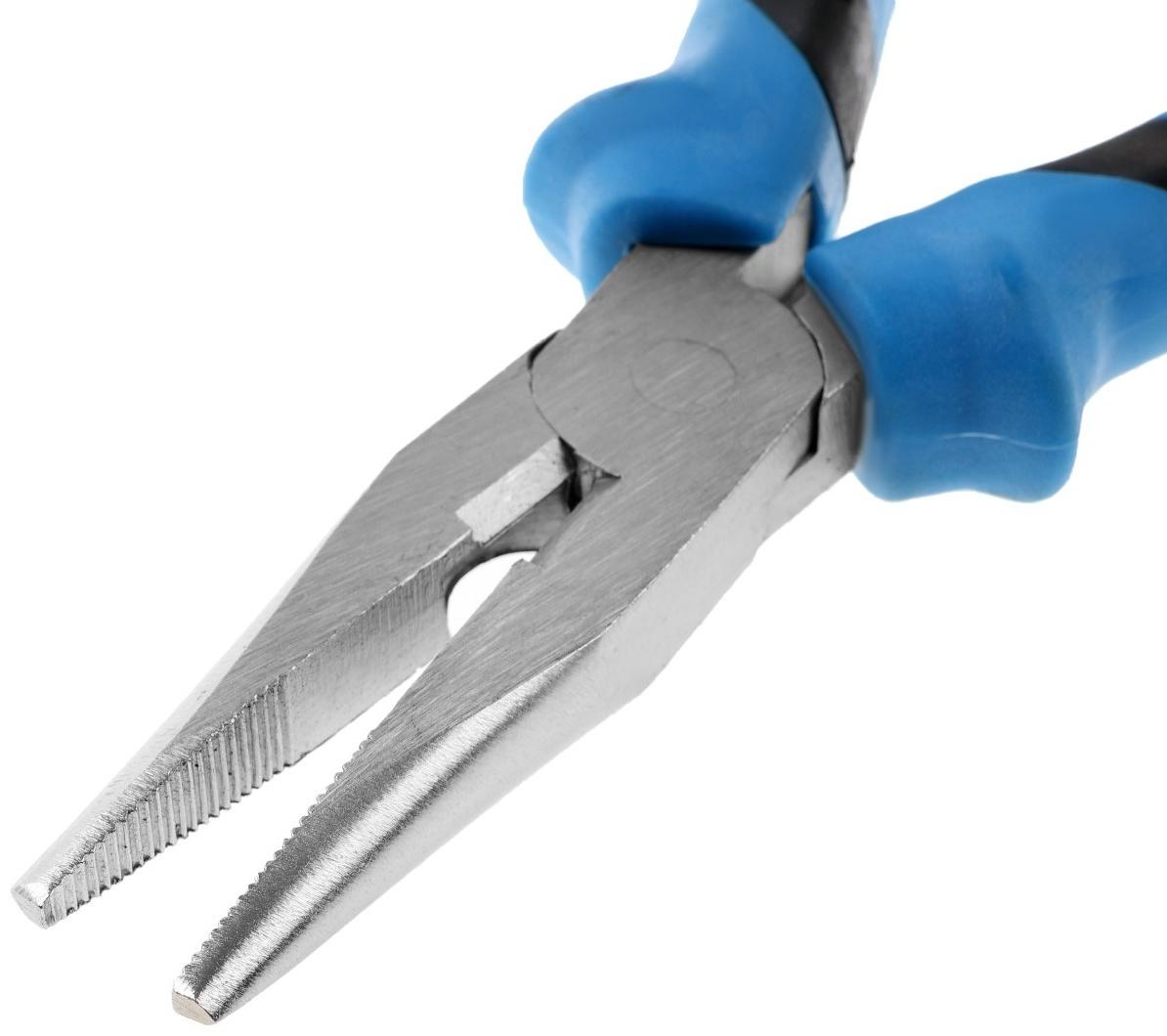 Длинногубцы ТУНДРА, сталь 45, никелированные, 2К рукоятки, 160 мм