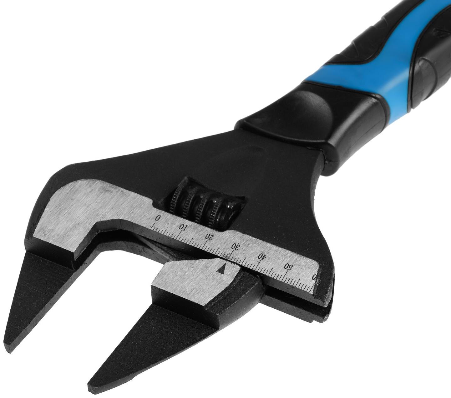 Ключ разводной с очень тонкими губками ТУНДРА, 2К рукоятка, толщина 4 мм, до 60 мм, 300 мм