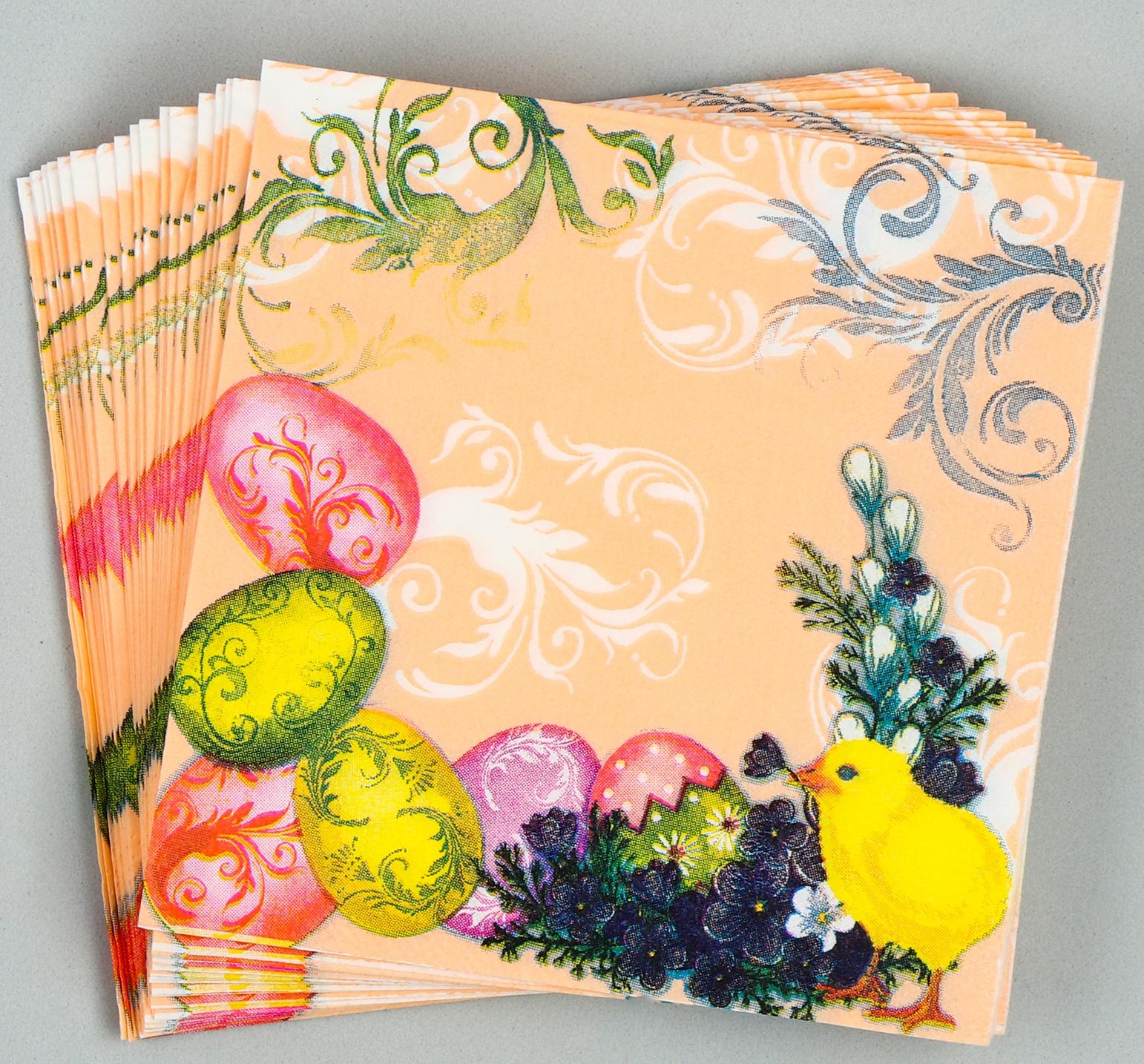 Салфетки бумажные «Пасха» 25х25 см, набор 20 шт.