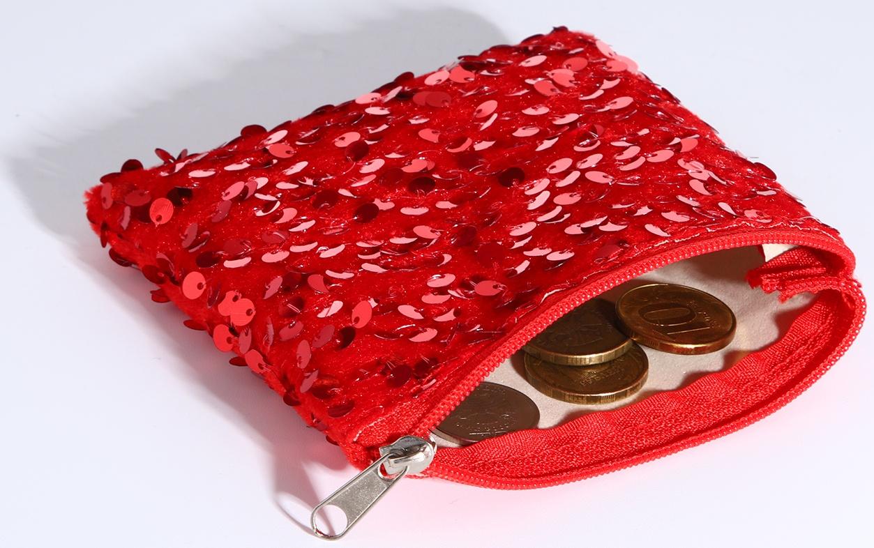 Кошелёк на молнии, цвет красный