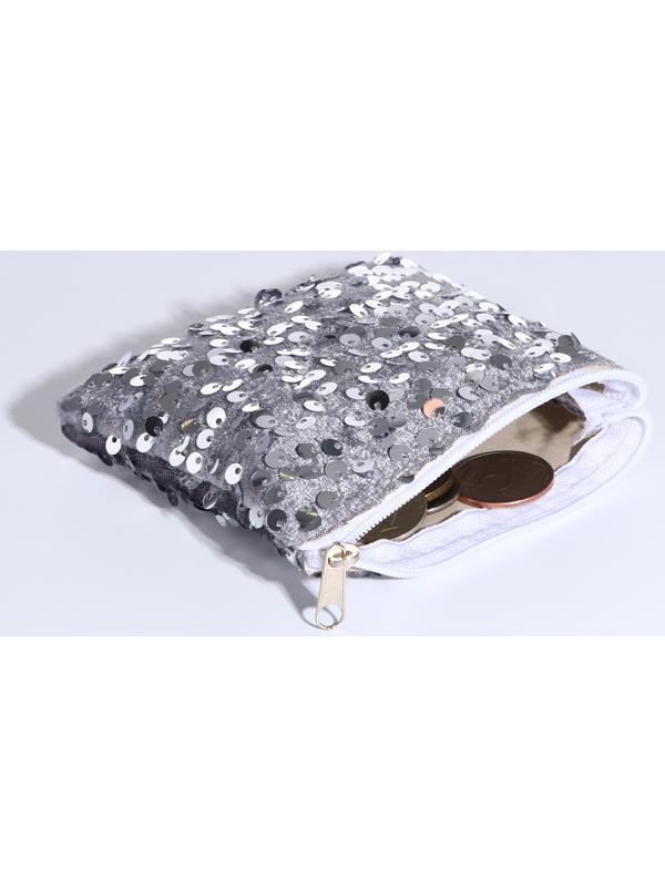 Кошелёк на молнии, цвет серебряный