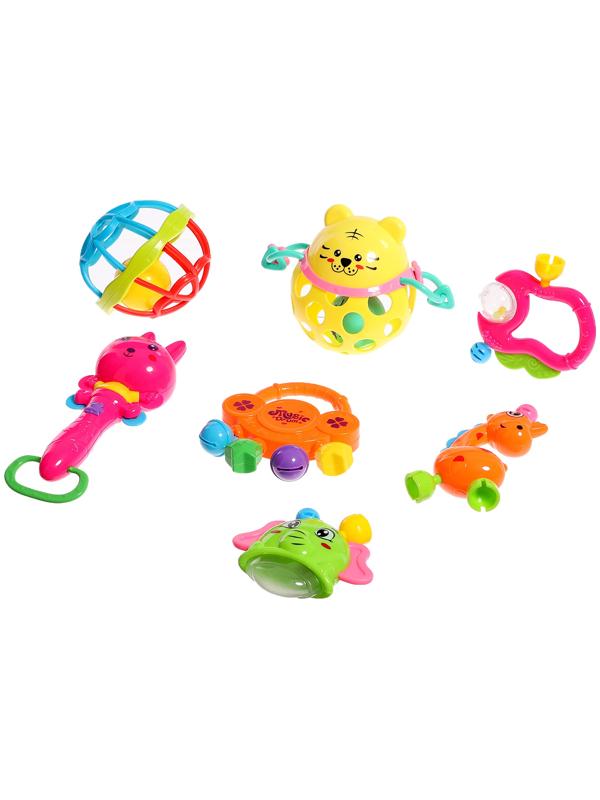 Набор погремушек с прорезывателями, 7 штук в наборе, в контейнере