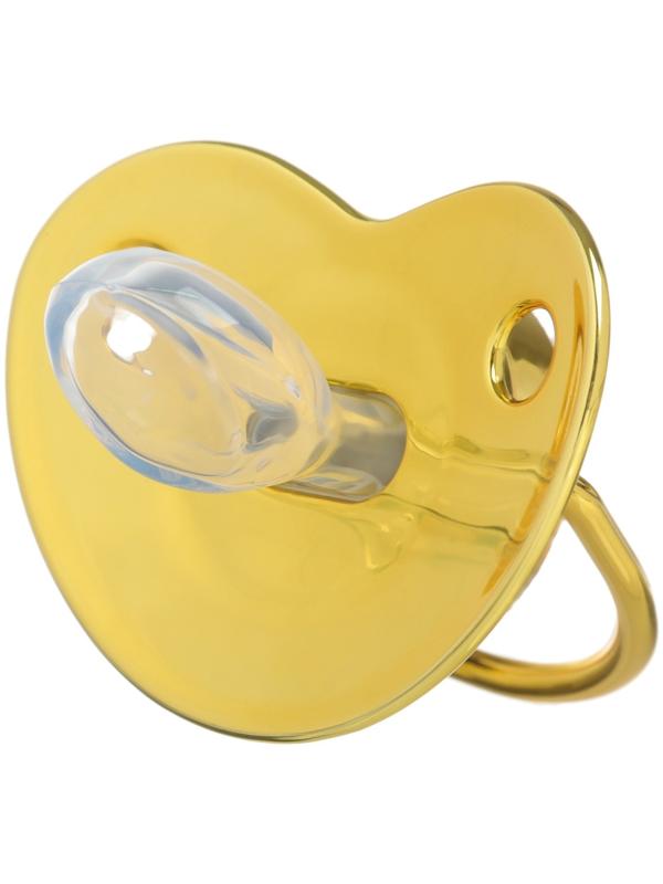 Соска - пустышка ортодонтическая «Корона», с колпачком, +12 мес., золотая, стразы