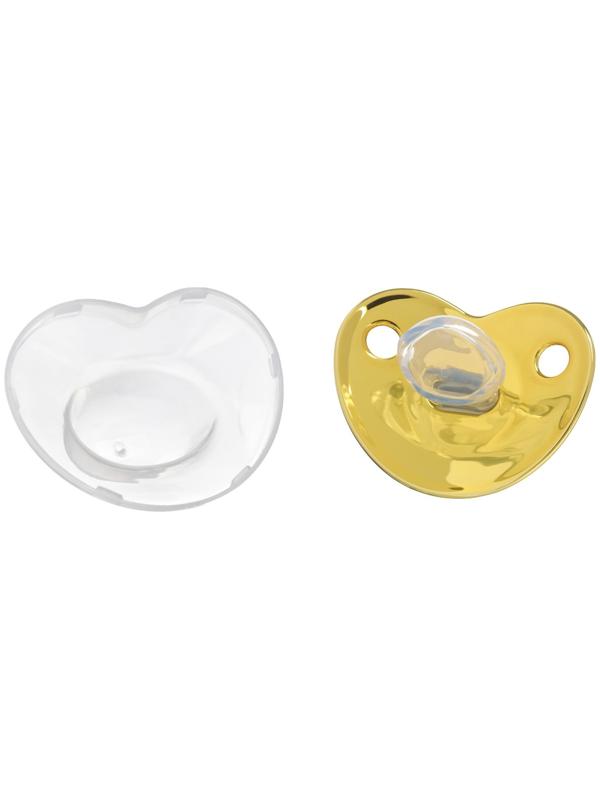 Соска - пустышка ортодонтическая «Корона», с колпачком, +12 мес., золотая, стразы
