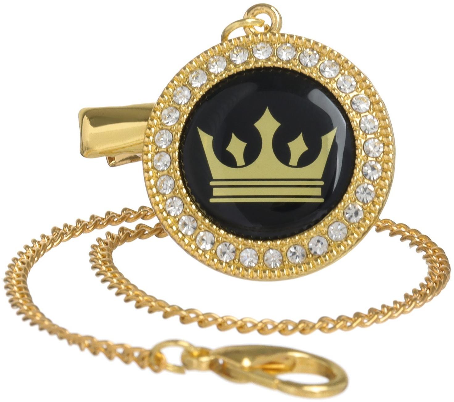 Набор: соска - пустышка ортодонтическая с держателем «Корона», с колпачком, от 6 мес.,золотая, стразы