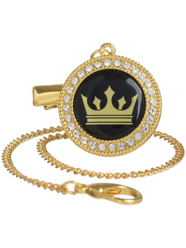 Набор: соска - пустышка ортодонтическая с держателем «Корона», с колпачком, от 6 мес.,золотая, стразы