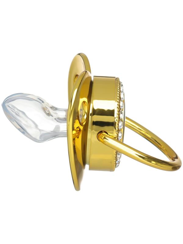 Набор: соска - пустышка ортодонтическая с держателем «Корона», с колпачком, от 6 мес.,золотая, стразы