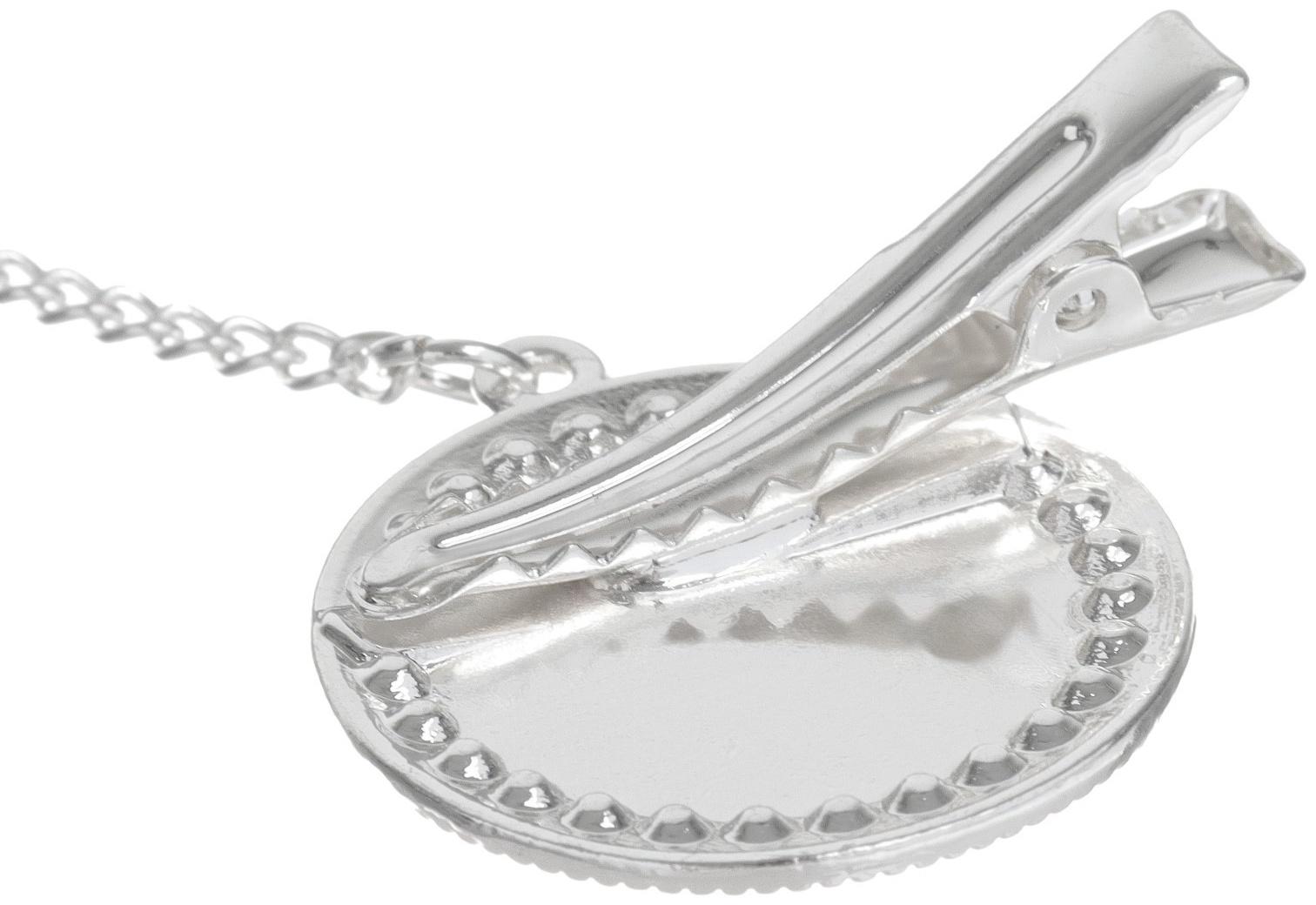 Набор: соска - пустышка ортодонтическая с держателем «Мишка», с колпачком, от 6 мес., серебряная, стразы