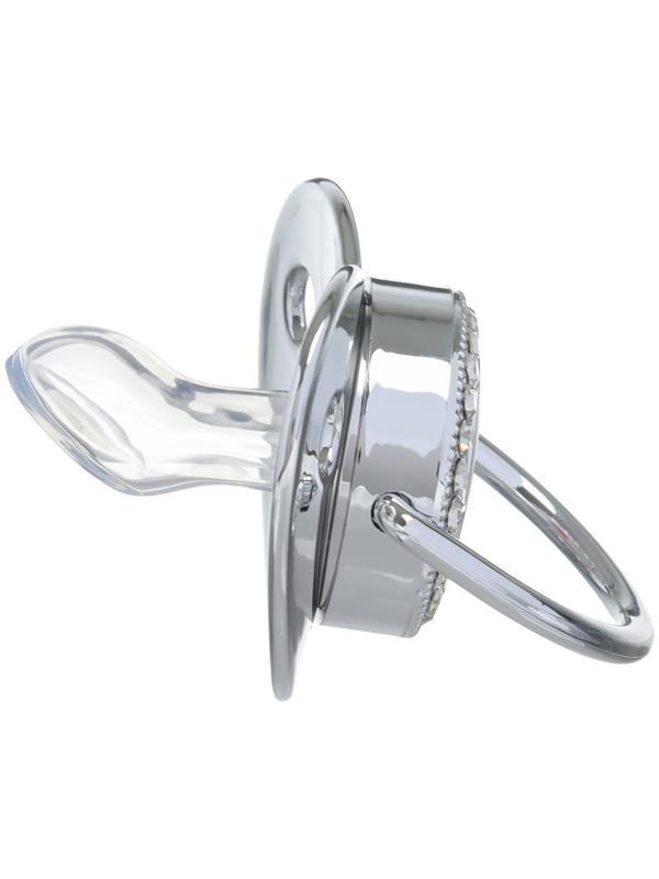 Набор: соска - пустышка ортодонтическая с держателем «Мишка», с колпачком, от 6 мес., серебряная, стразы