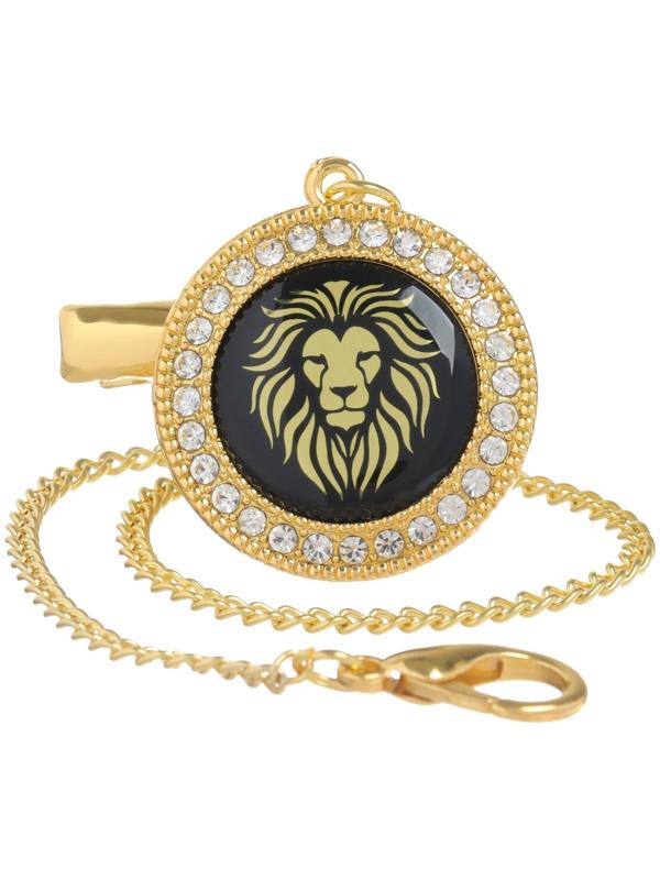 Набор: соска - пустышка ортодонтическая с держателем «Я тут главный», с колпачком, от 6 мес.,золотаяя, стразы