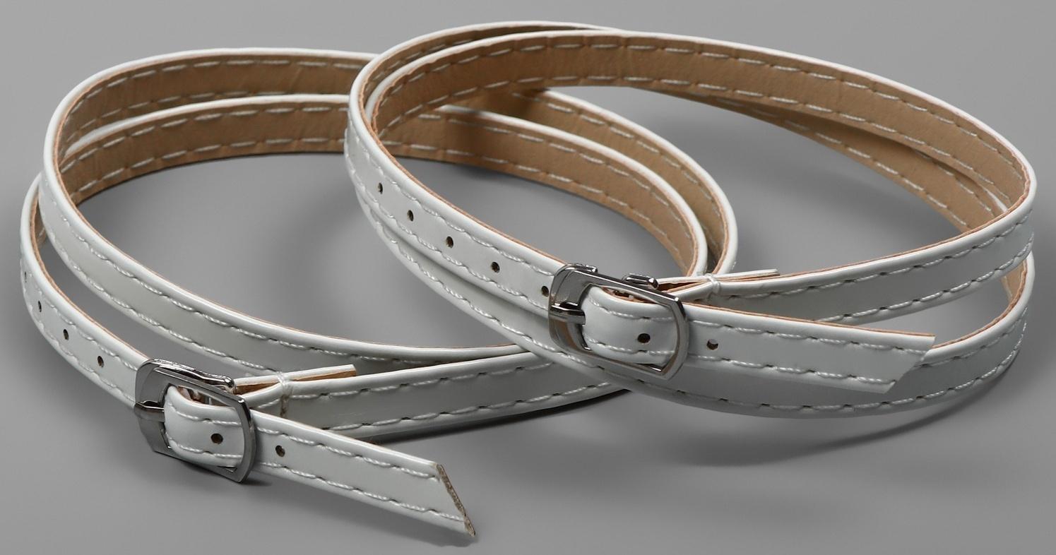 Ремешок для обуви, искусственная кожа, 58 см, 8 мм, 2 шт, цвет белый