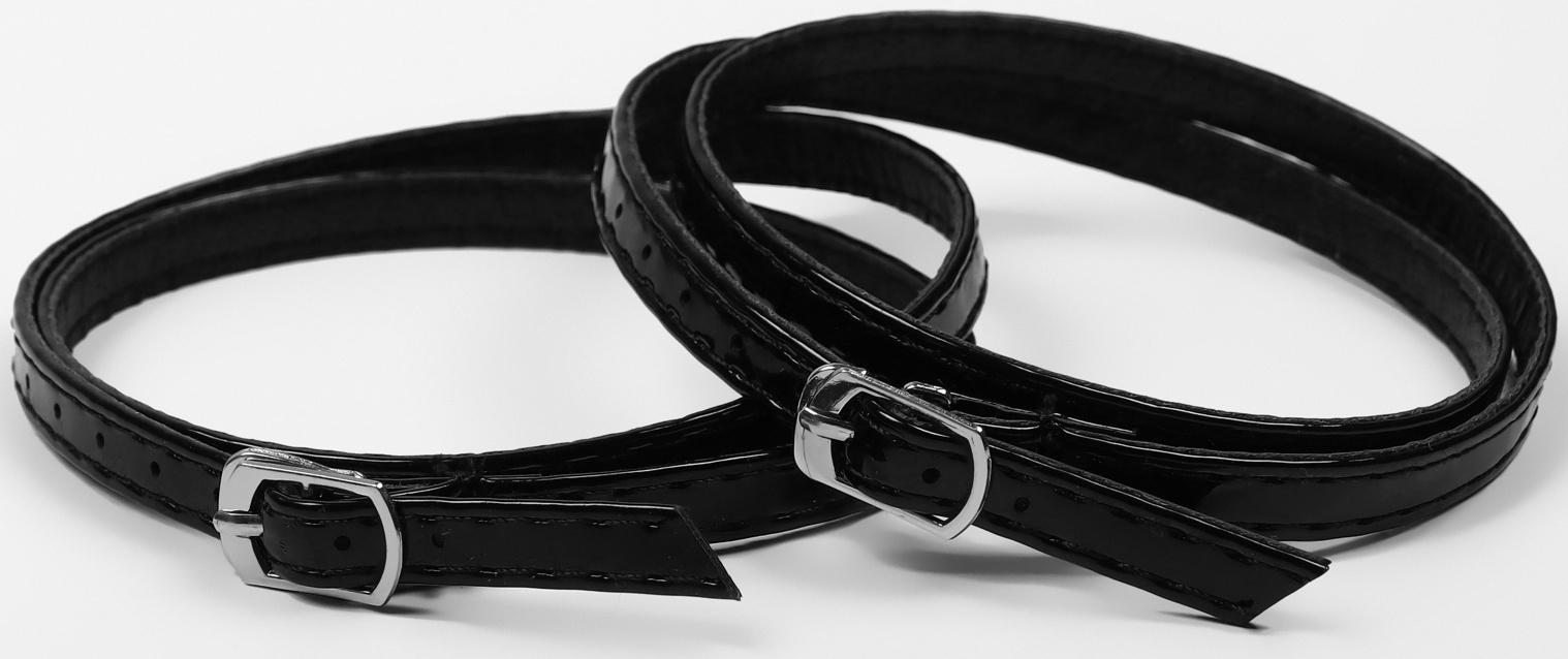 Ремешок для обуви, искусственная кожа, 58 см, 8 мм, 2 шт, цвет чёрный