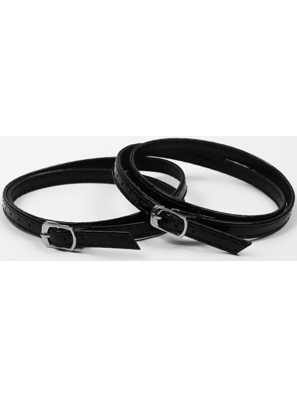 Ремешок для обуви, искусственная кожа, 58 см, 8 мм, 2 шт, цвет чёрный