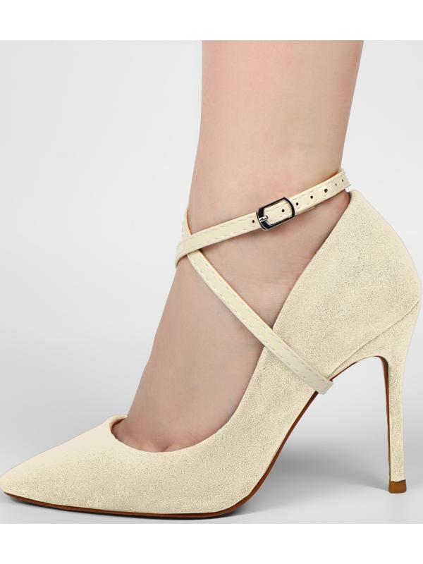 Ремешок для обуви, искусственная кожа, 58 см, 8 мм, 2 шт, цвет бежевый