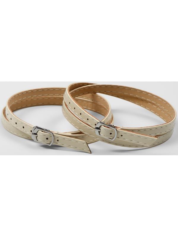 Ремешок для обуви, искусственная кожа, 58 см, 8 мм, 2 шт, цвет бежевый