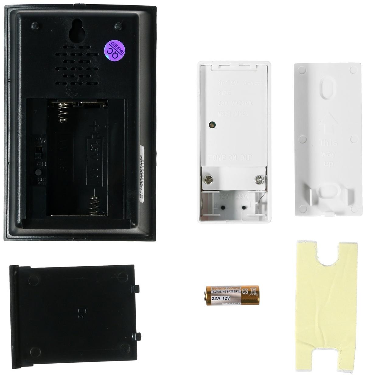 Звонок СТАРТ Б/З 004, беспроводной, 36 мелодий, 80 м, 2xAA (не в комплекте) /1xA23, чёрный