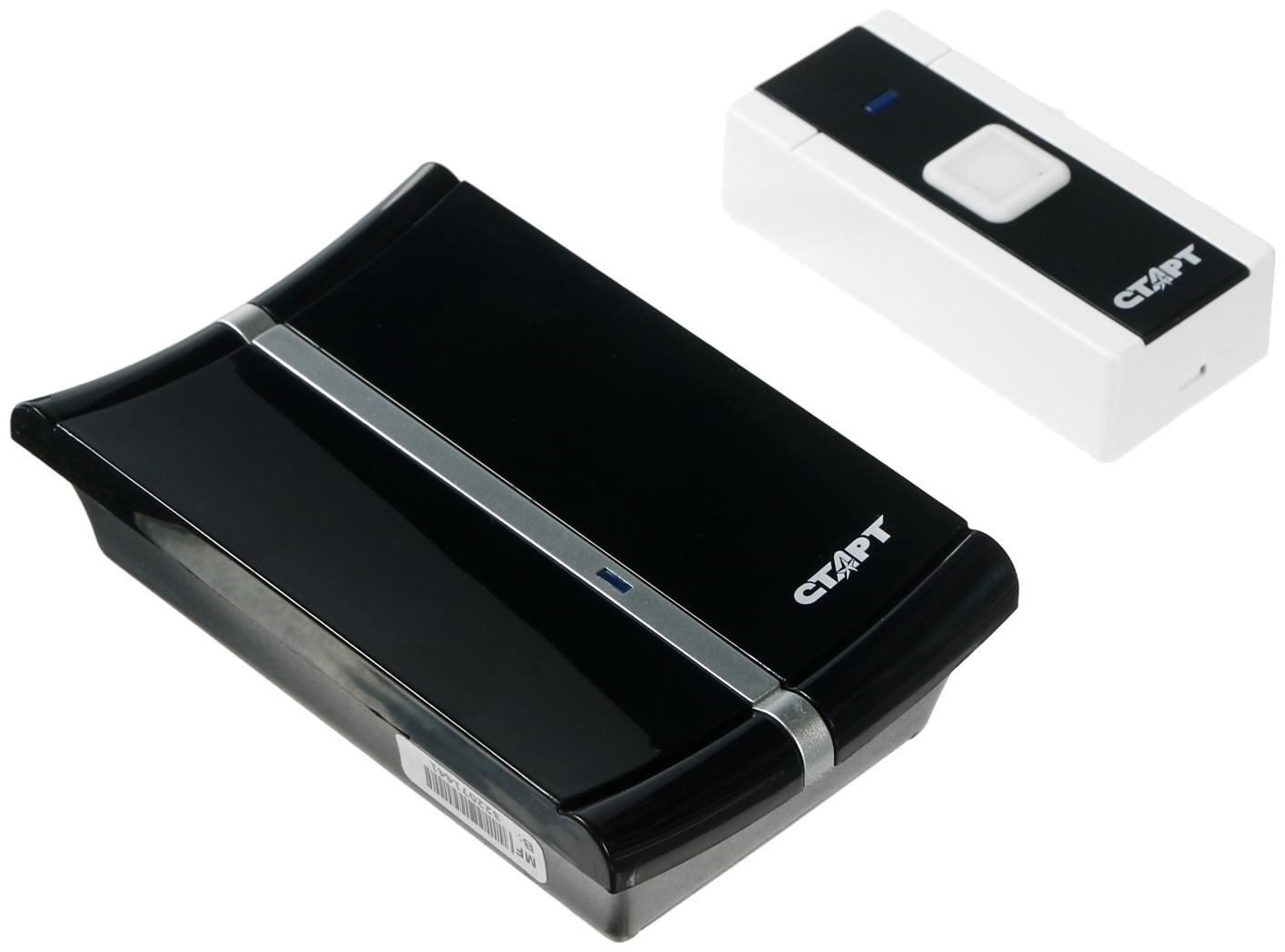 Звонок СТАРТ Б/З 004, беспроводной, 36 мелодий, 80 м, 2xAA (не в комплекте) /1xA23, чёрный