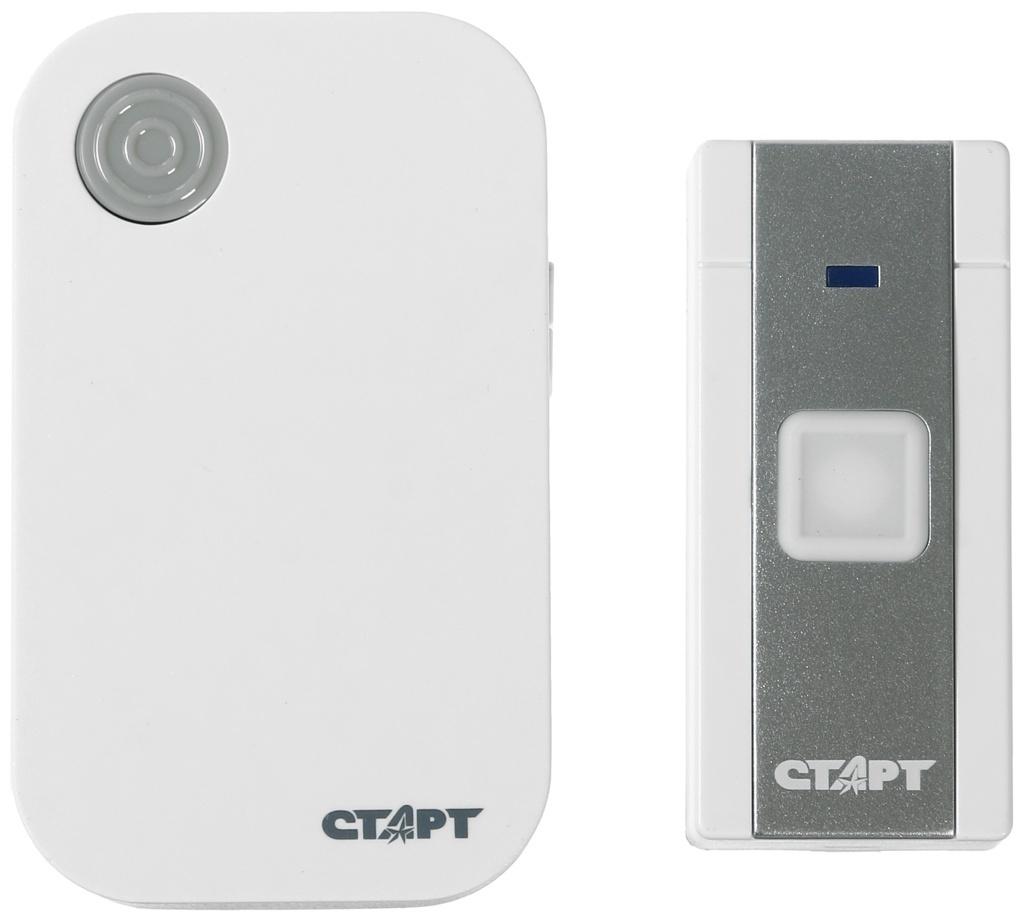 Звонок СТАРТ Б/З 009, беспроводной, 36 мелодий, 80 м, 3xAAА (не в комплекте) /1xA23, белый