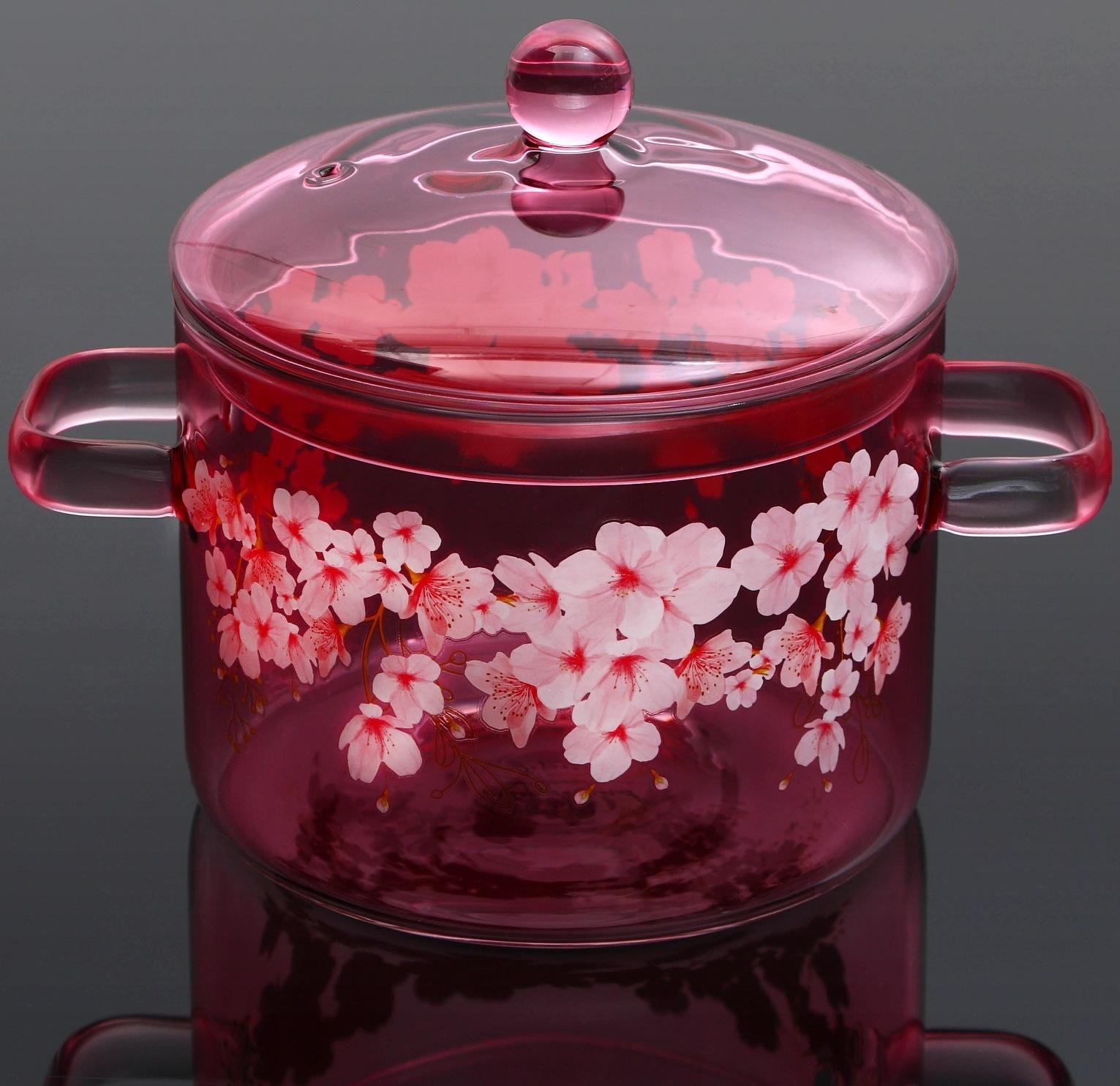 Кастрюля из жаропрочного стекла «Сакура», 1300 мл