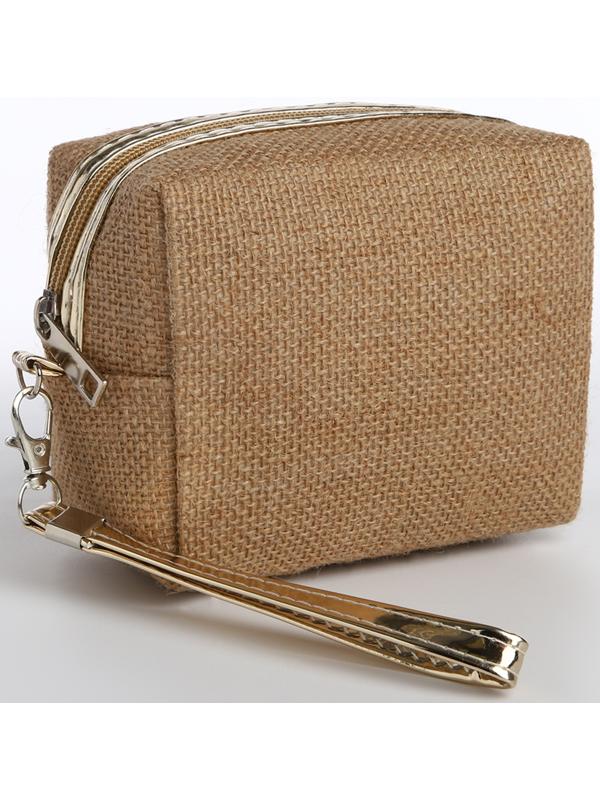 Косметичка на молнии, цвет тёмно-бежевый