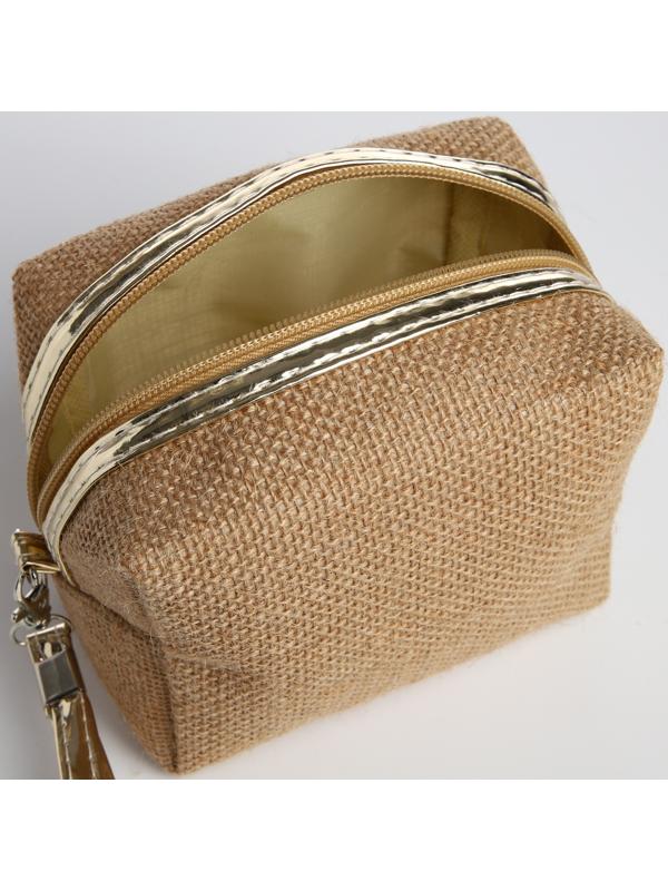 Косметичка на молнии, цвет тёмно-бежевый