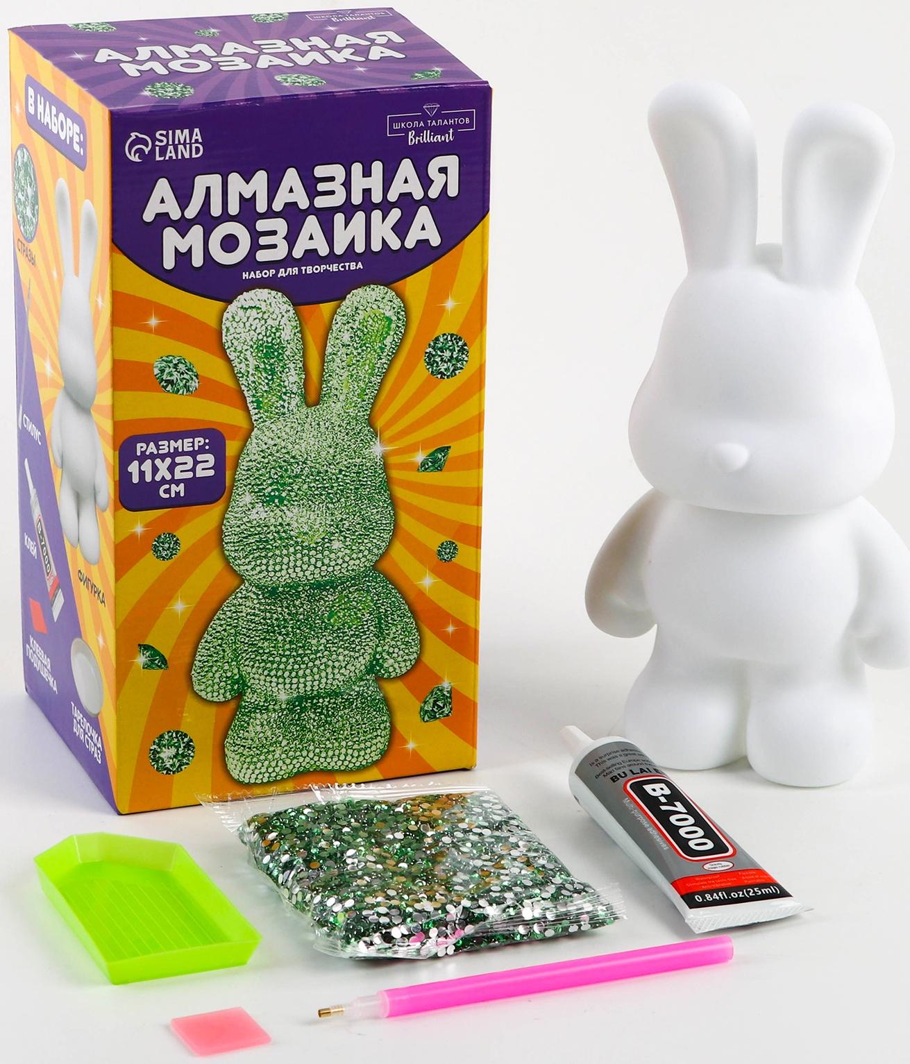 Алмазная мозаика на фигурке «Зайка», зеленый