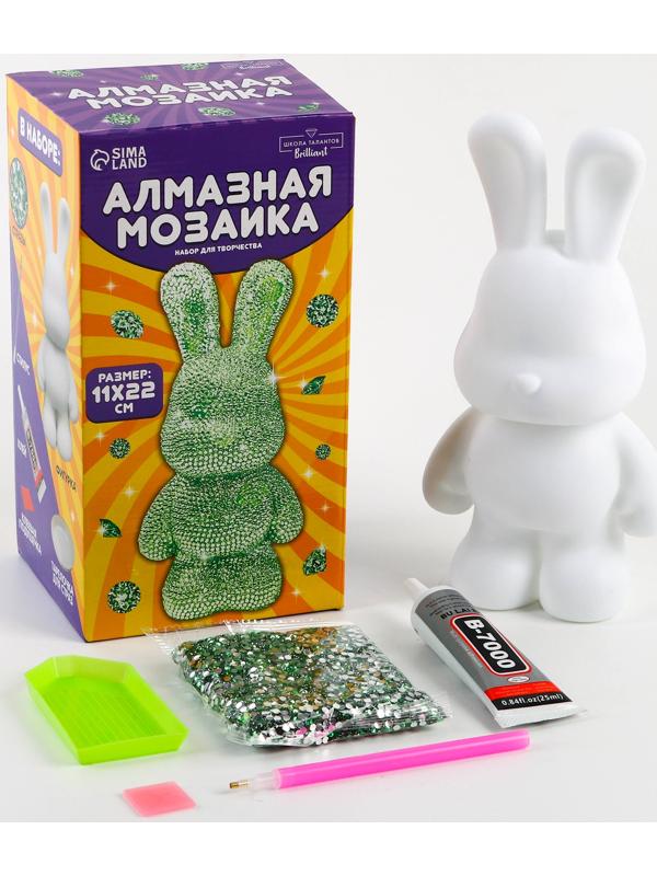 Алмазная мозаика на фигурке «Зайка», зеленый