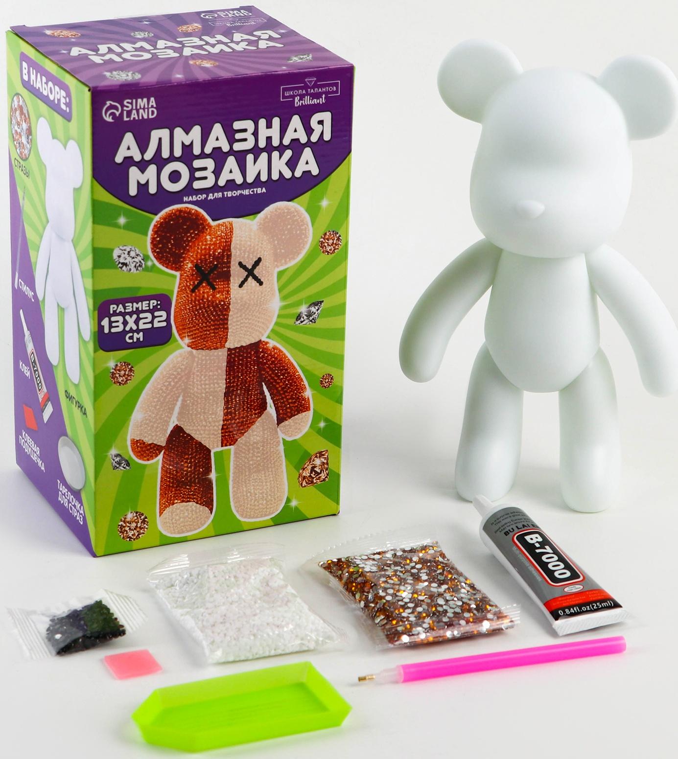 Алмазная мозаика на фигурке «Медведь», бежевый коричневый