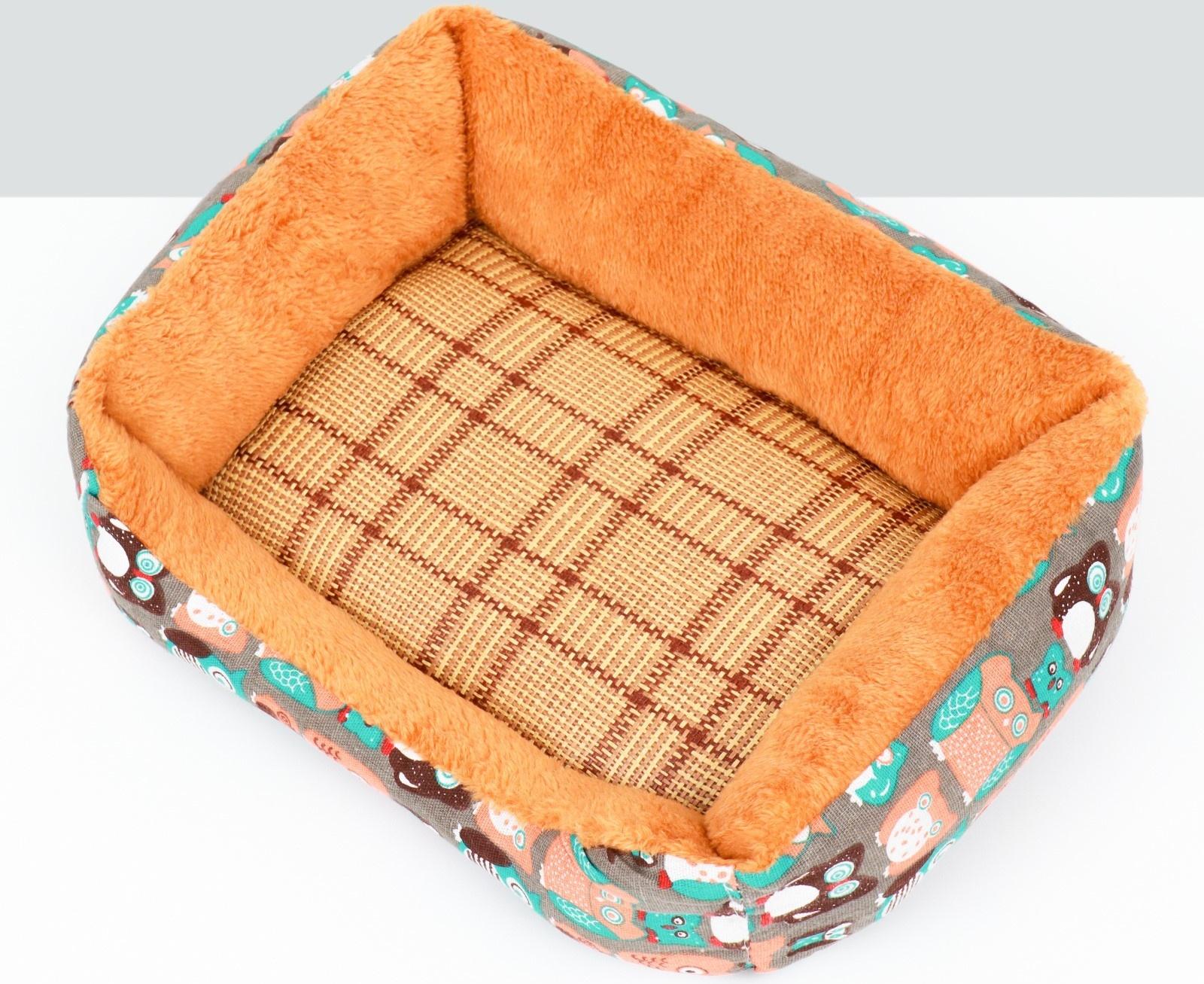 Лежанка для животных + ротанговый коврик, 45 х 30 х 15 см, бежево-серая